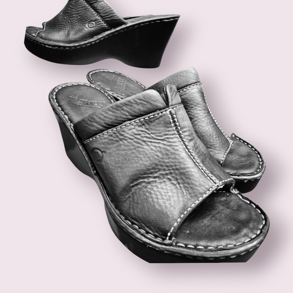 Born Black Leather Women's Mules